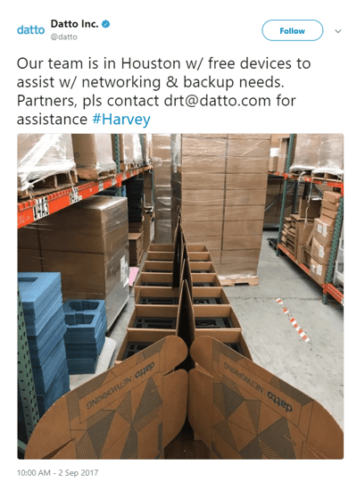 Datto Disaster Recovery Team Tweet - Houston.png