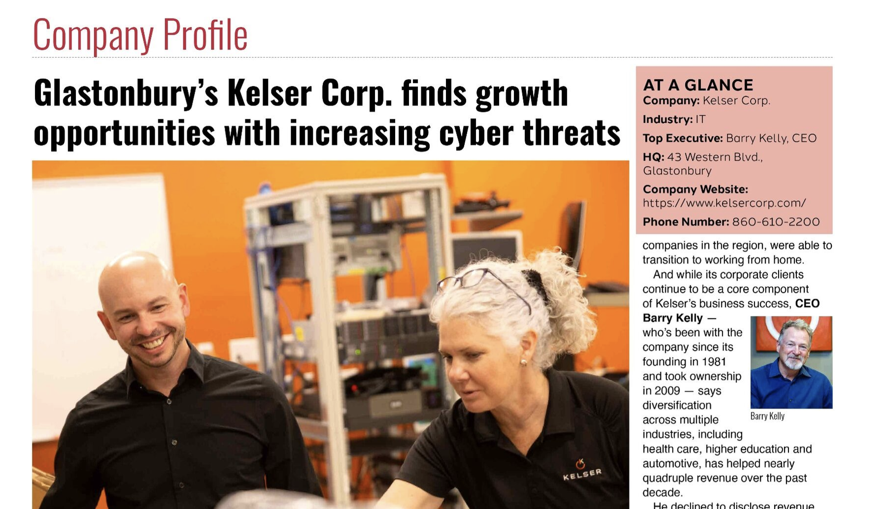 Hartford Business Journal Profiles Kelser in its 40th Anniversary Year